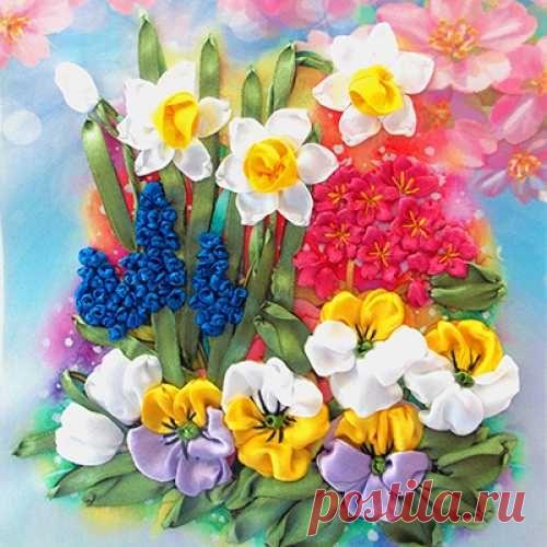 Набор для вышивания лентами Первоцветы, 18*20см, Маричка | Fancywork - магазин товаров для вышивки и рукоделия