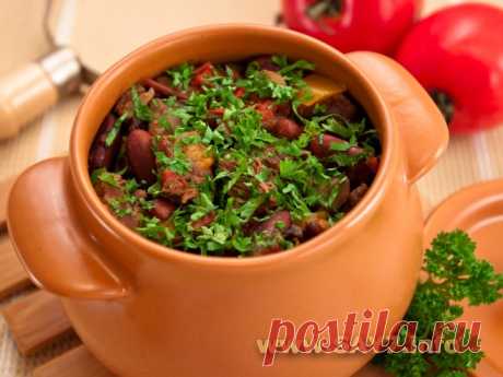 Горшочки с мясом, фасолью и грибами Если вы не любите фасоль, можно ее не добавлять.