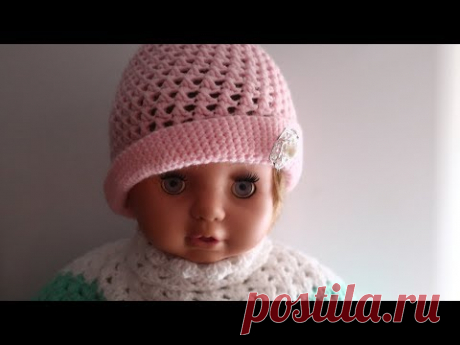 КАК СВЯЗАТЬ ШАПКУ- ШЛЯПКУ ДЛЯ ДЕВОЧКИ КРЮЧКОМ. МАСТЕР КЛАСС ДЛЯ НАЧИНАЮЩИХ.