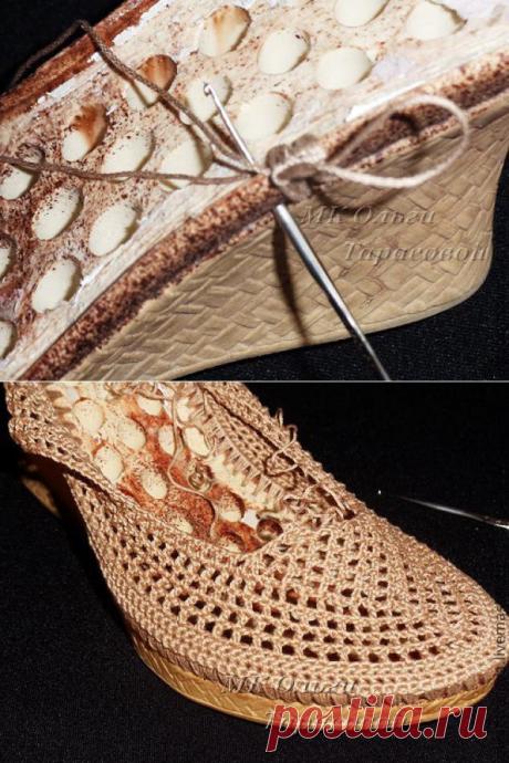 Реставрация обуви... ВЯЗАНЫЕ БОСОНОЖКИ... мастер-класс... ВЕЛИКОЛЕПНО, крючком..