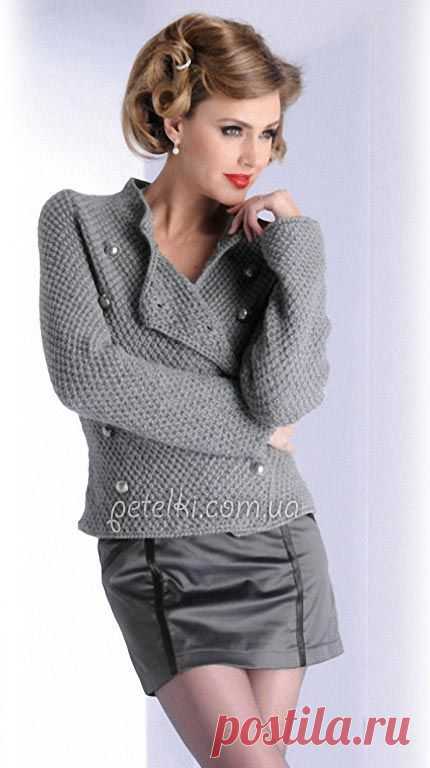 Элегантный жакет жемчужной вязкой. Описание, выкройка