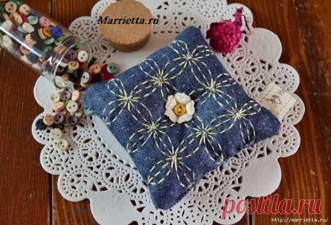 Мастер-класс — игольница из джинсов с вышивкой