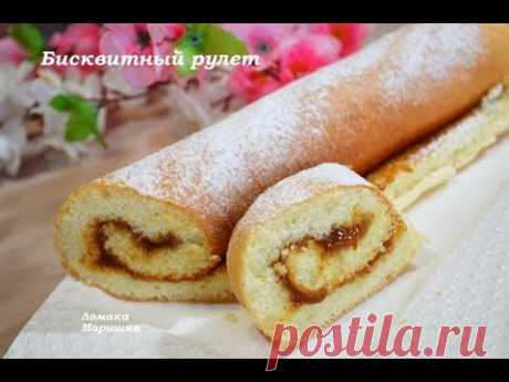 🍒Бисквитный рулет за 5 минут+время выпечки