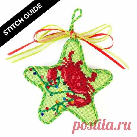 Stitch Guide - Red Crab with Christmas Lights Starfish Ornament | Needlepoint.Com