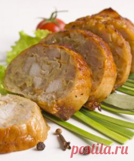Домашняя колбаса из цыплёнка с перловой крупой