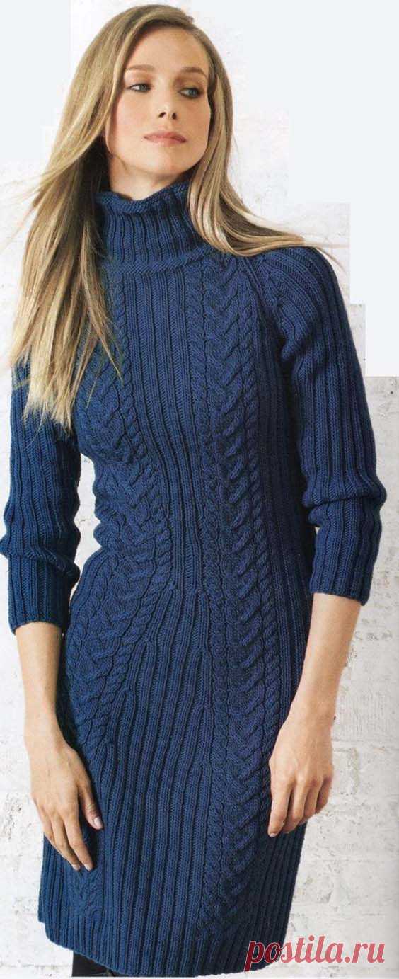 Теплые платья спицами для женщин: 8 моделей со схемами и описанием