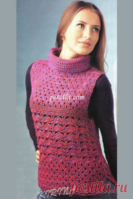 Безрукавка из меланжевой пряжи