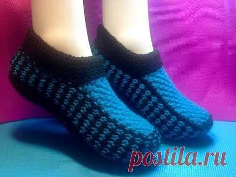 Вяжем спицами симпатичные тапочки