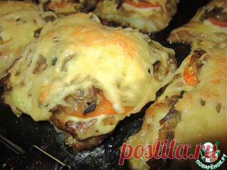 Запеченная рыба с грибами под сыром.