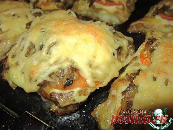 Запеченная рыба с грибами под сыром.