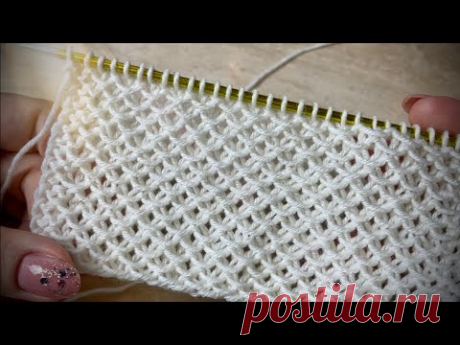 КЛАССНЫЙ ОЧЕНЬ ПРОСТОЙ УЗОР СПИЦАМИ «ЖАККАРДОВЫЕ СОТЫ» 🌟🌟🌟🌟🌟 / SUPER EASY KNITTING PATTERN