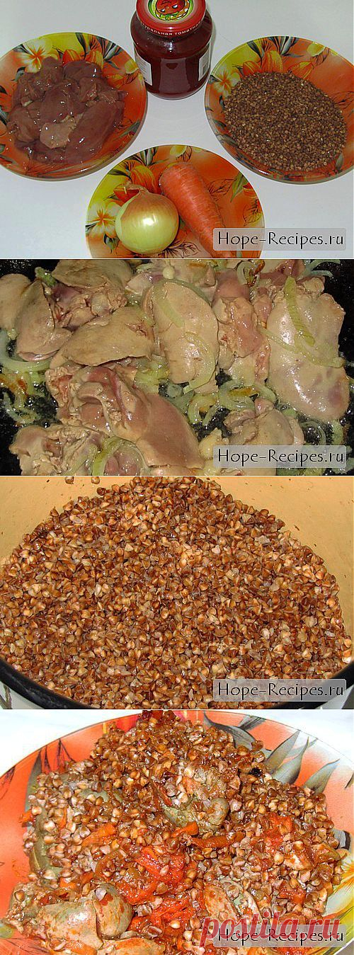 Нежная куриная печень в соусе с гречкой на гарнир © Кулинарный блог #Рецепты Надежды
