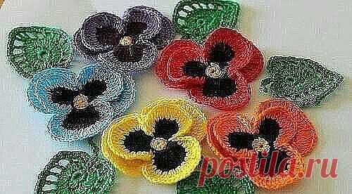 Анютины глазки крючком