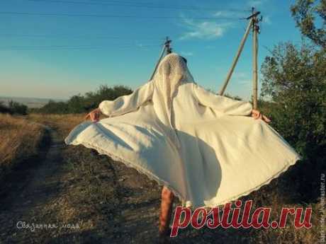 Вязаное летнее пальто&quot;Летние мечты&quot; - бежевый,однотонный,пальто,пальто женское