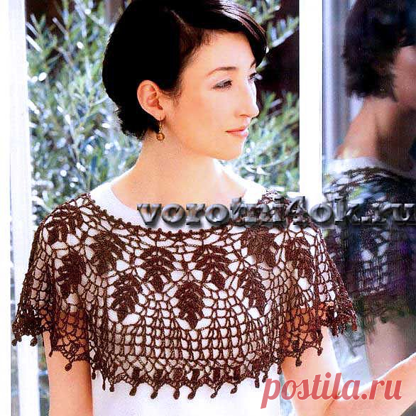 Воротник-пелерина Веточки (вязание крючком)