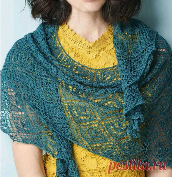 Вязаная спицами кружевная шаль Tor Grass. / Мамины-ручки.рф