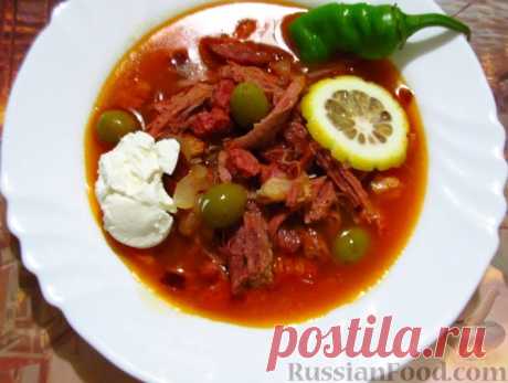 Рецепт: Настоящая солянка с копченостями на RussianFood.com