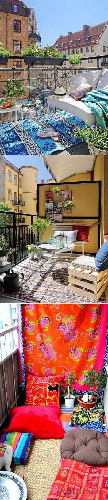 Красочные идеи декора балконов в стиле Boho Chic.