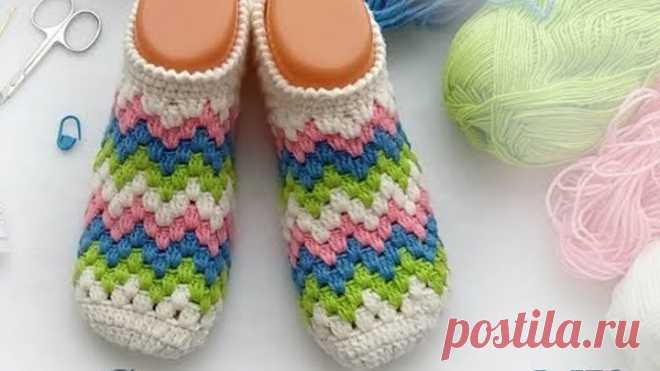 Следки балетки тапочки крючком за 2 часа, вяжутся легко и быстро. Crochet Simple Slippers.