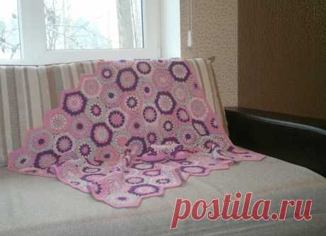 Плед-покрывало &quot;Розовые сны&quot; (вязание крючком, схема)