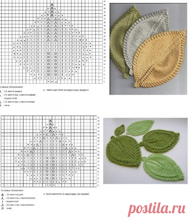 Сочные листики - подставки под горячее, вяжем спицами из категории Интересные идеи – Вязаные идеи, идеи для вязания