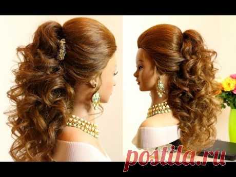 Prom bridal curly hairstyle for long hair tutorial