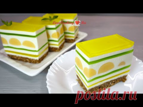 Лимонно-мятный торт без выпечки | Освежающий летний десерт | LoveCookingRu