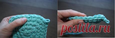 Квадратная корзинка из трикотажной пряжи: вяжем стенки