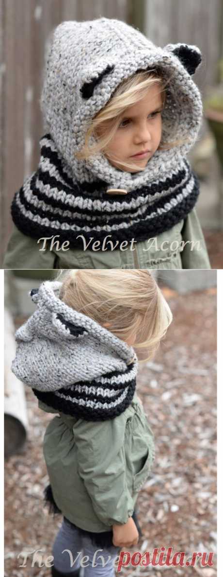Knitting PATTERNThe Ryder Raccoon Cowl 12/18m by Thevelvetacorn