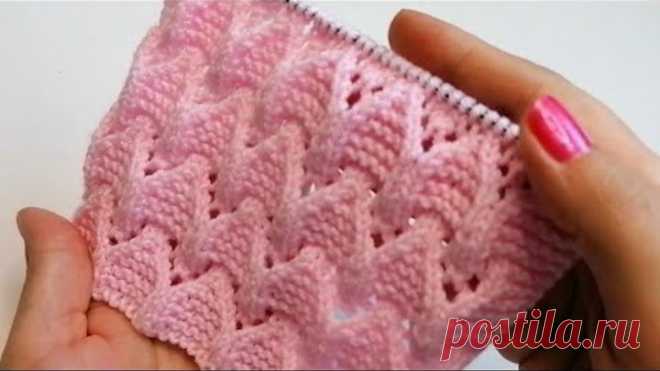 Ажурный объемный узор спицами. Простой и красивый узор для любых изделий