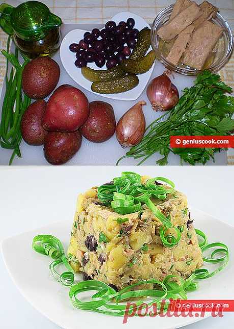 Картофельный салат с тунцом, оливками и корнишонами | Блюда из морепродуктов и рыбы | Гениальная кулинария - Рецепты вкусных и полезных блюд