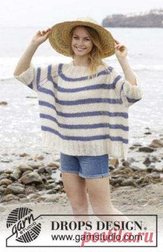 Пуловер Ривьера Свободный пуловер для женщин на лето, связанный из тонкой пушистой пряжи. Вязание модели начинается от верхнего края по кругу с...