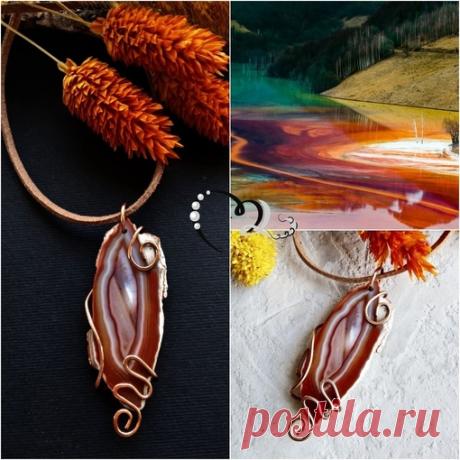 Кулон "Озеро Джамана", срез агата, медь с ювелирной патиной
#кулон #подвеска #агат #украшение #подарок #jewelry #срезагата #медь