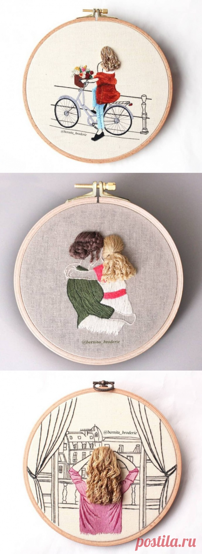 Вышивки с объемными волосами: идеи