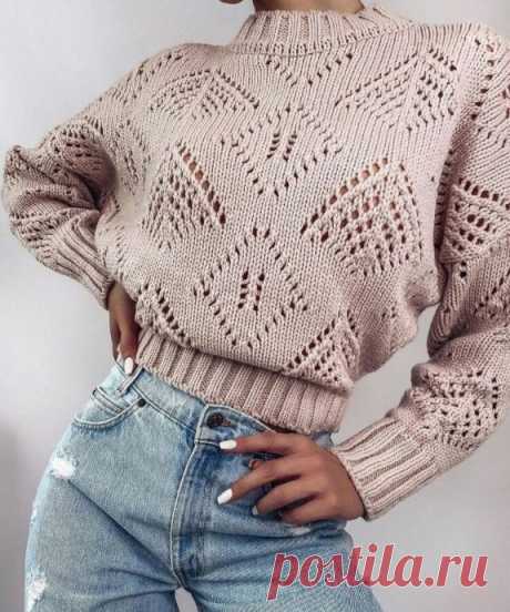Узор "ажурные ромбы", подойдет для пуловера