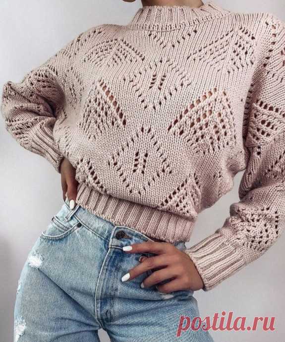 Узор "ажурные ромбы", подойдет для пуловера