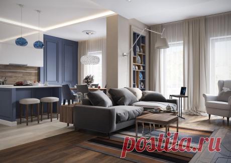 Синие акценты в интерьере уютной квартиры &nbsp; &nbsp;&nbsp;