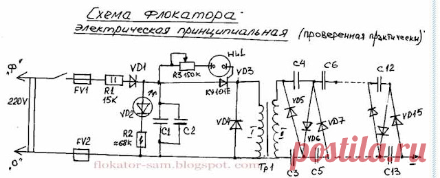 Флокатор своими руками: Чертеж (схема)  флокатора своими руками.