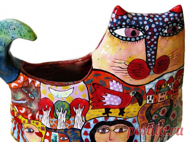 Cat vase vase cat Vase in the form of a cat Cat | Etsy