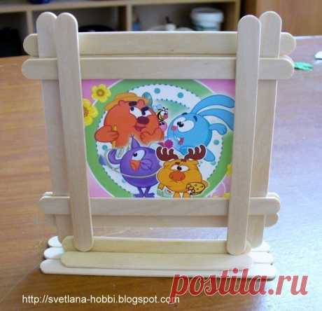 Фото-рамка из палочек для мороженого