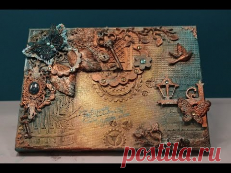 Mixed Media Tutorial Vintage Türkis Gold