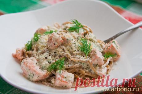 Паста с семгой в сливочном соусе | Кулинарные заметки Алексея Онегина