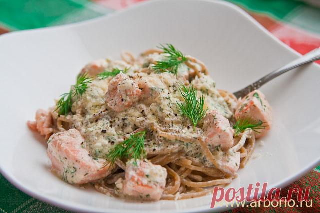 Паста с семгой в сливочном соусе | Кулинарные заметки Алексея Онегина