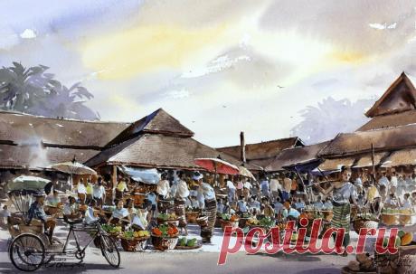 Акварели. Тайский художник Танакорн Чаиджинда (Thanakorn Chaijinda)