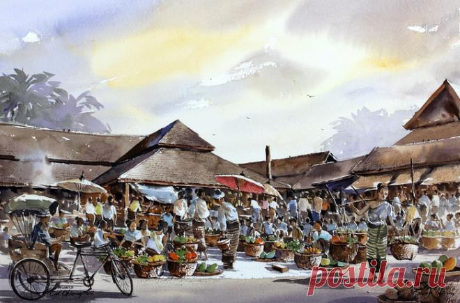 Акварели. Тайский художник Танакорн Чаиджинда (Thanakorn Chaijinda)