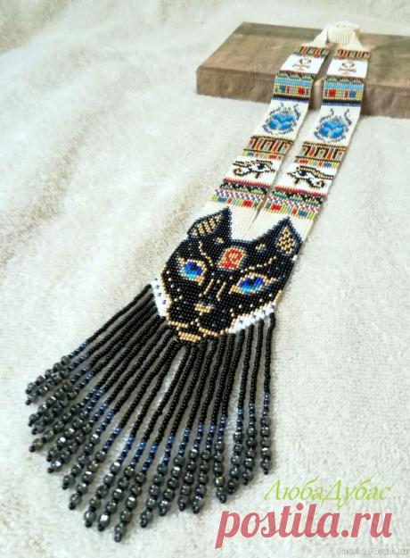 Гердан - "Египетская Богиня Баст, или Бастет" | Бисер. Работы пользователей