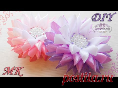 БАНТЫ КАНЗАШИ из узкой ленты. Цветы 🌺 канзаши МК/DIY 👐