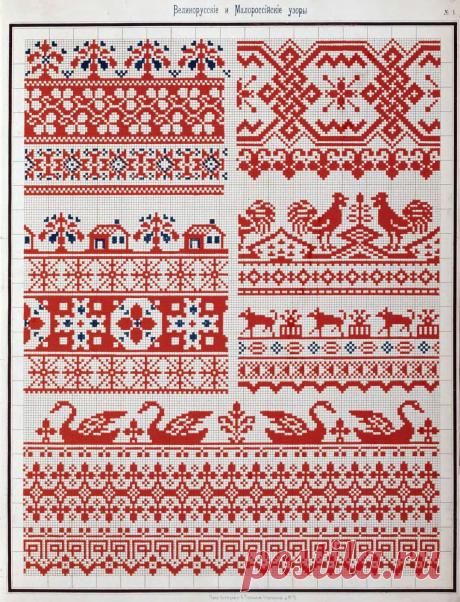Free Easy Cross, Pattern Maker, PCStitch Charts + Free Historic Old Pattern Books: 1877 Орнамент русской народной вышивки как историко-этнографический источник (Collected Velikorusskih &amp; Malorossiyskih patterns for embroidery)