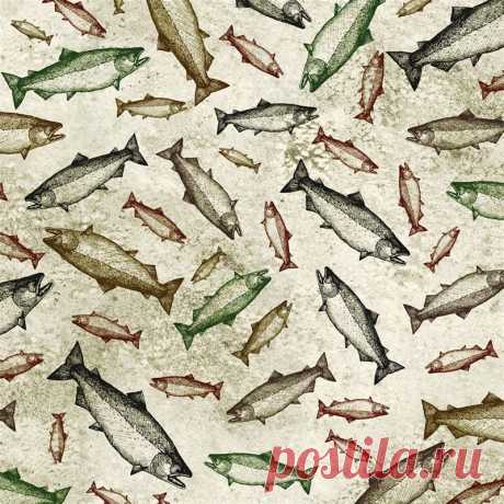 ELK MOUNTAIN TOSSED FISH TAUPE CLOTHWORKS FABRIC