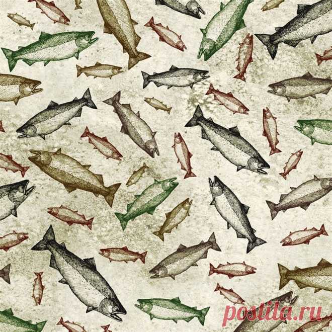 ELK MOUNTAIN TOSSED FISH TAUPE CLOTHWORKS FABRIC